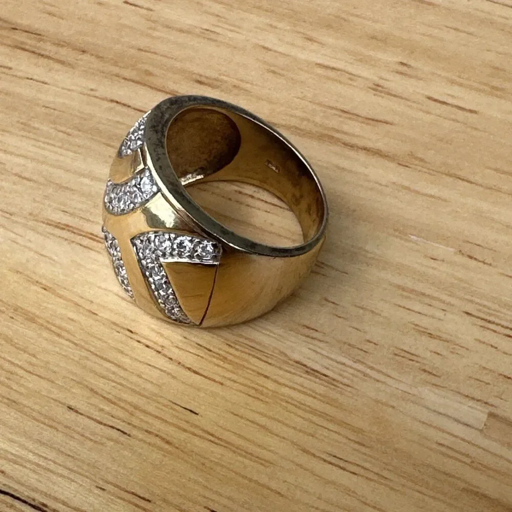 SETA 925 Gold Plated Silver Ring w/ Diamond Accents – Size 8 – 11.9g Unisex